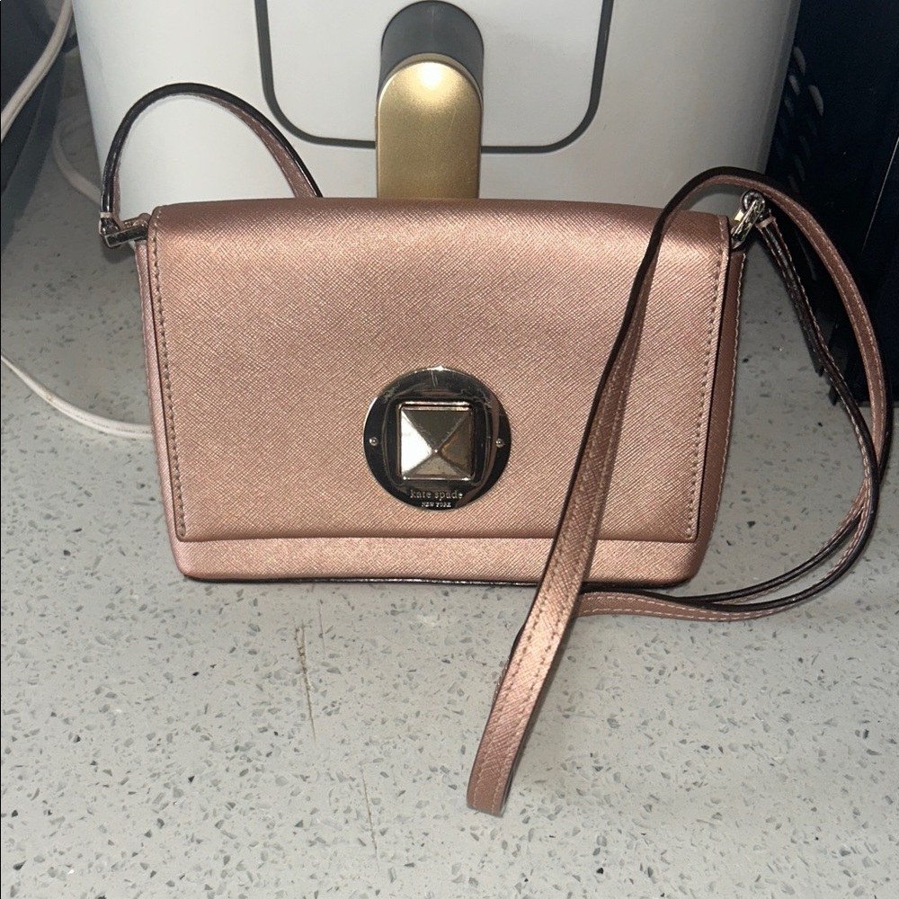 kate spade Metallic Rose Gold Crossbody with Signature Turnlock